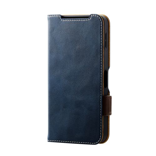 AQUOS sense9(SH-53E)用レザーケース/手帳型/ステッチ/耐衝撃/磁石付き/ネイビー