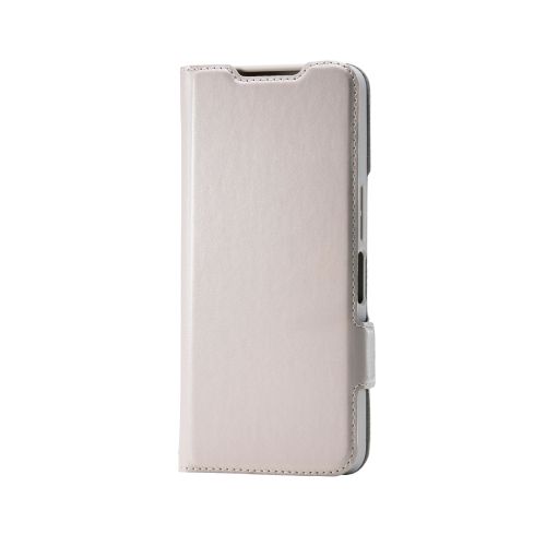 AQUOS wish5/ソフトレザーケース/磁石付/耐衝撃/ステッチ/カード収納充実/グレージュ