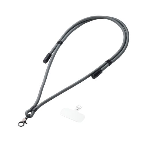 スマホショルダーストラップ/ケーブルショルダー/ストラップホールシート付属(1口タイプ×1枚)/ブラック