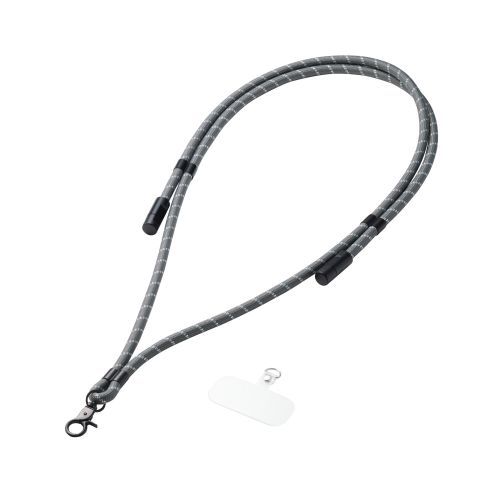 スマホショルダーストラップ/ケーブルショルダー/ストラップホールシート付属(1口タイプ×1枚)/ブラックストライプ