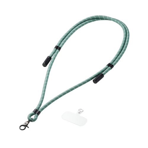 スマホショルダーストラップ/ケーブルショルダー/ストラップホールシート付属(1口タイプ×1枚)/カーキストライプ