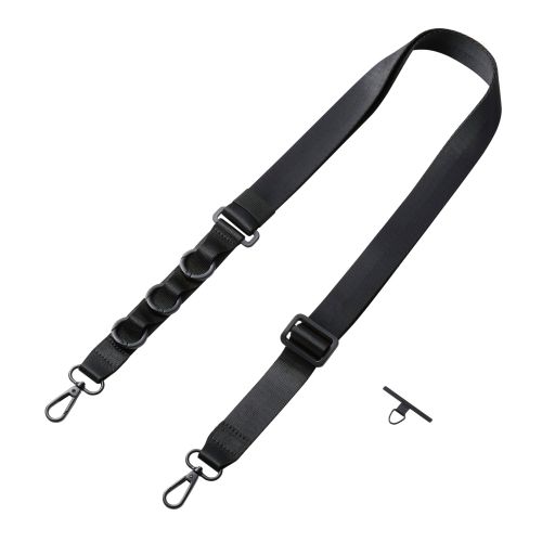 スマホショルダーストラップ/ステンレスストラップホールシート付属(1口タイプ×1枚)/フラット型/ループ付/カラビナ付/ブラック