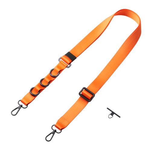 スマホショルダーストラップ/ステンレスストラップホールシート付属(1口タイプ×1枚)/フラット型/ループ付/カラビナ付/オレンジ
