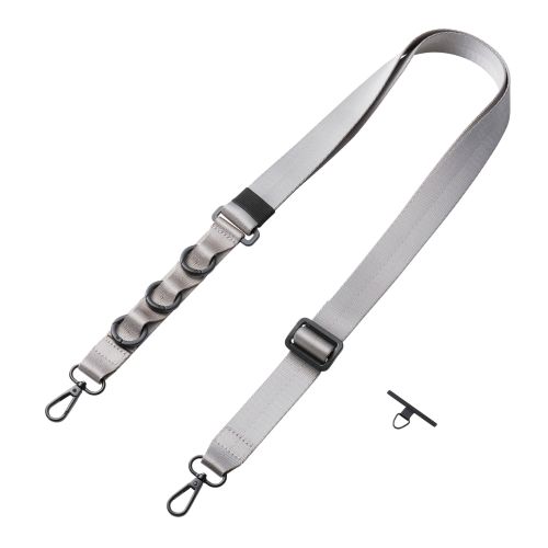 スマホショルダーストラップ/ステンレスストラップホールシート付属(1口タイプ×1枚)/フラット型/ループ付/カラビナ付/グレー