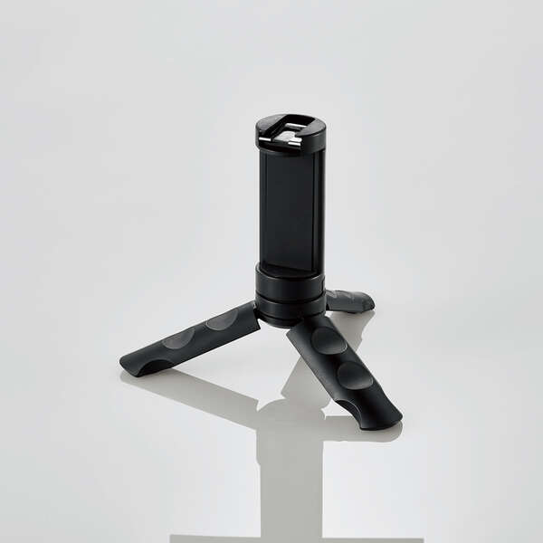 スマートフォン用三脚/自撮り棒/2way/コンパクト/アクセサリーシュー付/ブラック