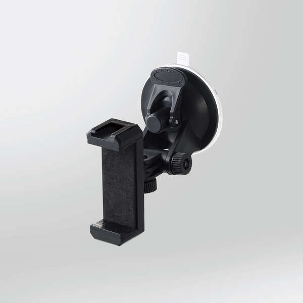 スマートフォン用ホルダー/吸盤固定タイプ/アクセサリーシュー付/ブラック