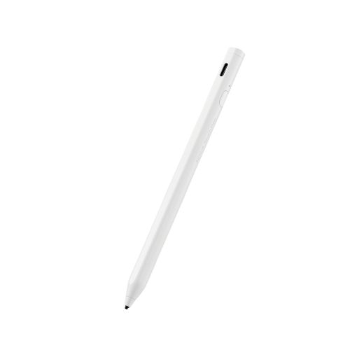 タッチペン/スタイラス/リチウム充電式/汎用/磁気吸着/USB-C充電/ペン先交換可能/ペン先付属なし/ホワイト