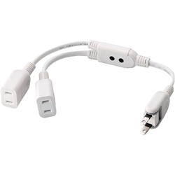 ACアダプタ用電源延長コード/2P/2個口/ホワイト