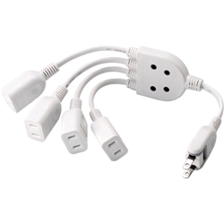 ACアダプタ用電源延長コード/2P/4個口/ホワイト