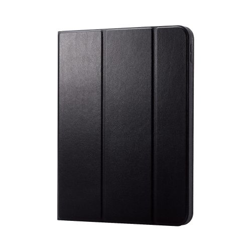iPad 10.9inch(第10世代)用フラップケース/ソフトレザー/ドローイングアングル/360度回転/Apple Pencil収納/ブラック