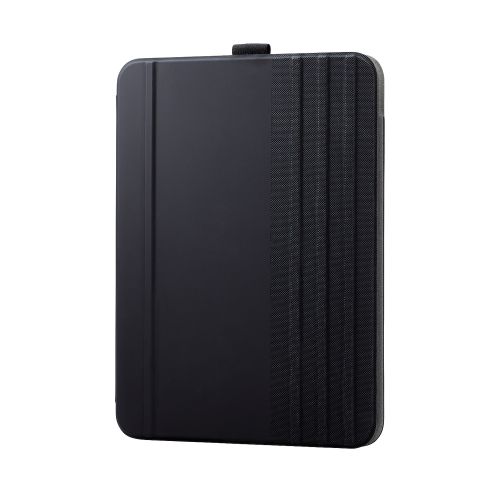 iPad 第10世代用フラップケース/ソフトレザー/ドローイング/アングル7段階/スリープ対応/ブラック