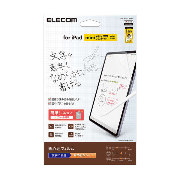 8.3インチiPad mini(A17 Pro)保護フィルム/紙心地/反射防止/文字用/なめらかタイプ
