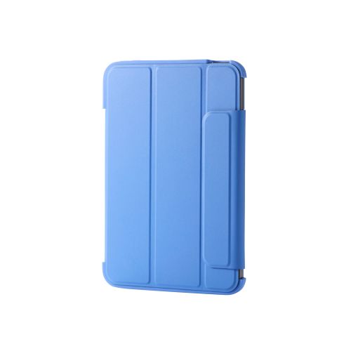 8.3インチiPad mini(A17 Pro)フラップケース/ソフトレザー/背面クリア/フレームカラー/2アングル/スカイブルー