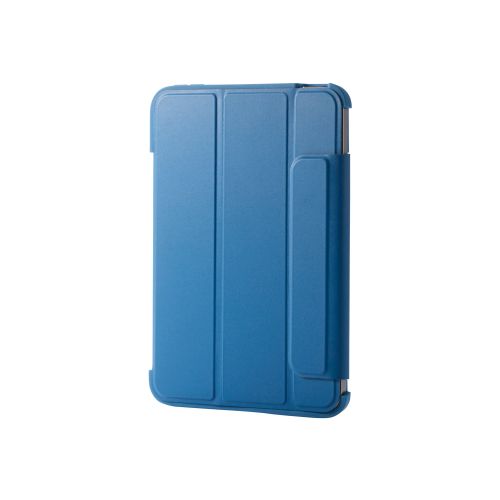 8.3インチiPad mini(A17 Pro)フラップケース/ソフトレザー/背面クリア/フレームカラー/2アングル/ネイビー