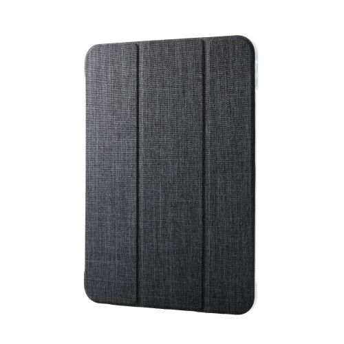 iPad 11インチ(A16)/10.9インチ(第10世代)/フラップケース/薄型軽量/ファブリック/背面クリア/2アングル/ブラック