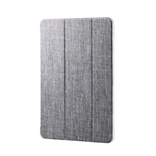 13インチiPad Air(M2)/フラップケース/薄型軽量/ファブリック/背面クリア/2アングル/グレー