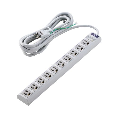 RoHs準拠OAタップ/3P/10個口/2Pスイングプラグ/雷ガード/5m