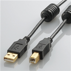 USB2.0ケーブル/フェライトコア付 ABタイプ/0.7m(ブラック)