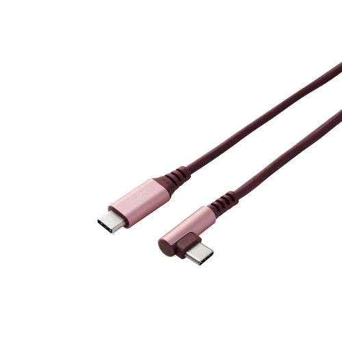 ILMF/USB2.0ケーブル/C-Cタイプ/L字コネクタ/認証品/USB Power Delivery対応/3A出力/2.0m/ピンク