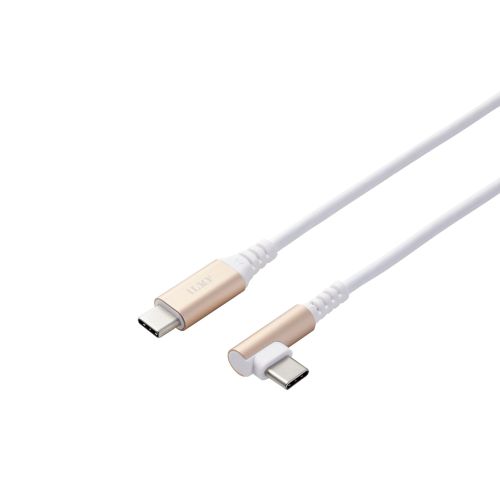 ILMF/USB2.0ケーブル/C-Cタイプ/L字コネクタ/認証品/USB Power Delivery対応/3A出力/2.0m/ホワイト