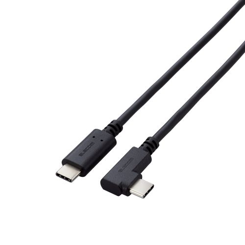USB2.0ケーブル/C-Cタイプ/認証品/USB Power Delivery対応/L字コネクタ/やわらか/2.0m/ブラック