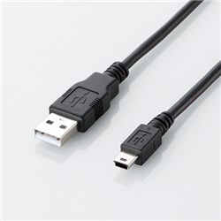 エコUSB2.0ケーブル/A-miniBタイプ/エコ/5m/ブラック