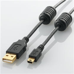 USB2.0ケーブル/フェライトコア付 A-miniBタイプ/1.0m(ブラック)