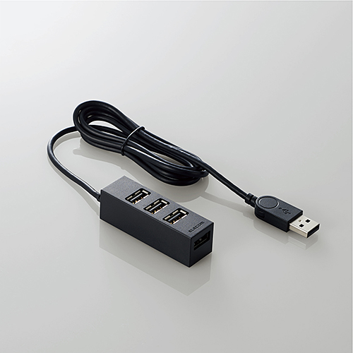 USB HUB2.0/機能主義/セルフパワー/4ポート/100cm/ブラック