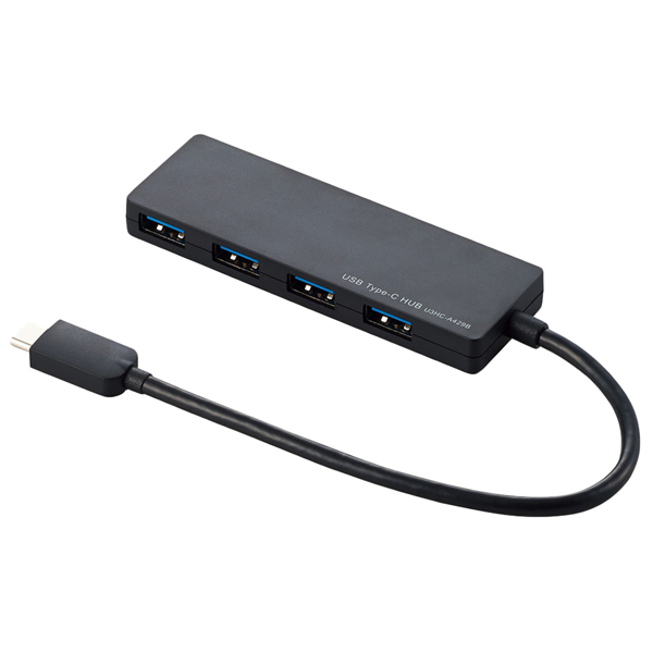 USB3.1(Gen1)HUB/Type-C/Aメス4ポート/バスパワー/15cmケーブル/ブラック