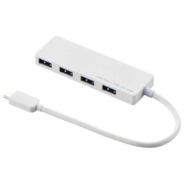 USB3.1(Gen1)HUB/Type-C/Aメス4ポート/バスパワー/15cmケーブル/ホワイト