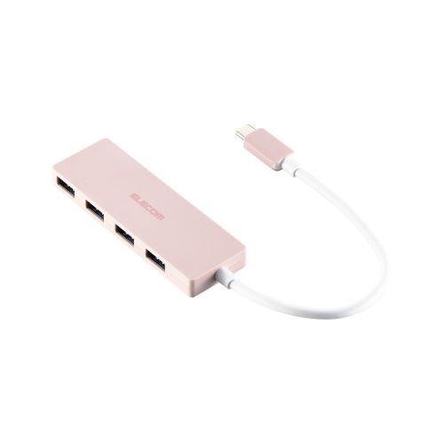 USB HUB/USB-C/USB5Gbps/バスパワー/4ポート/15cm/ピンク