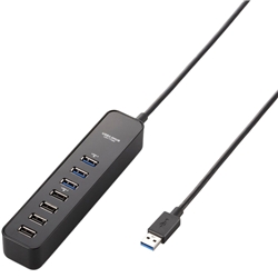 USB3.0ハブ/マグネット付/セルフパワー・バスパワー共用/7ポート/ブラック