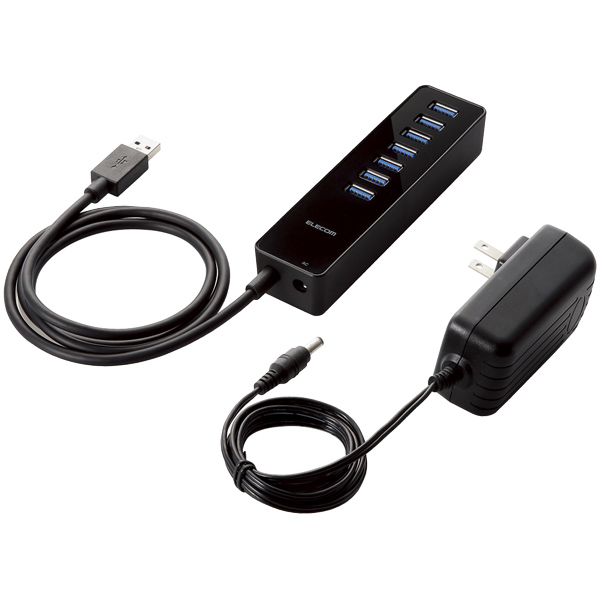 USB3.0ハブ/マグネット付き/セルフパワー/7ポート/ブラック