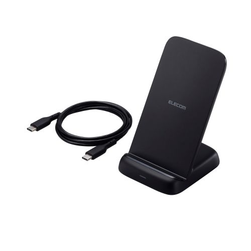 Qi規格対応ワイヤレス充電器/最大出力12W/スタンドタイプ/EPP規格対応/3枚コイル/ブラック