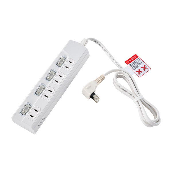 LED個別スイッチ付電源タップ 4個口 1m ホワイト