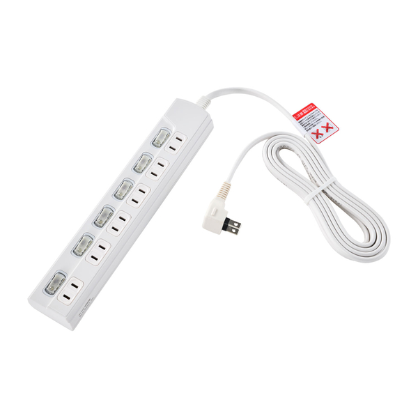 LED個別スイッチ付電源タップ 6個口 3m ホワイト