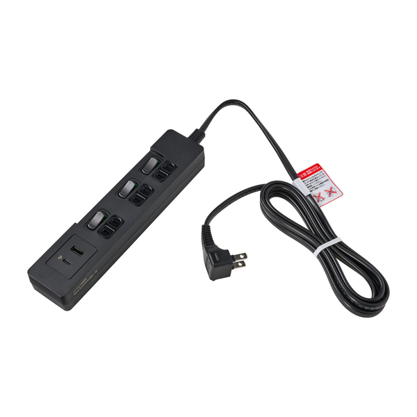 ランプレススイッチ付USBタップ PD20W ブラック