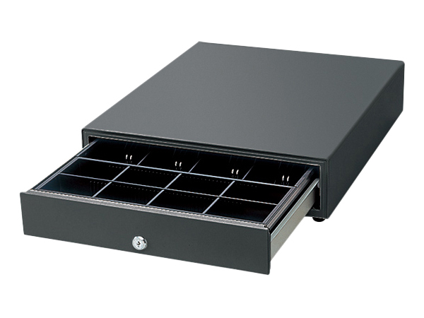 キャッシュドロア(中型)/TMプリンタ接続用/4札8硬貨/ダークグレイ