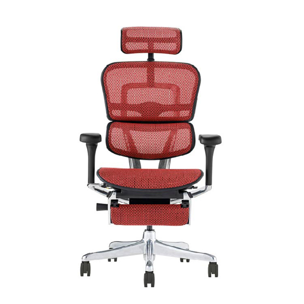 EHP2-LPL-DR-BF-RD【PU】新基盤 エルゴヒューマン プロII ハイタイプ オットマン付 新基盤 ブラックフレーム/レッド