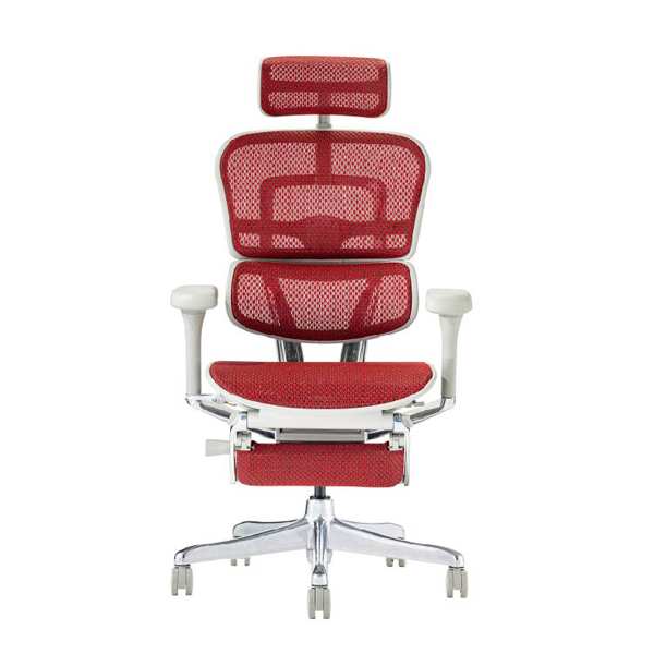 EHP2-LPL-DR-GF-RD【PU】新基盤 エルゴヒューマン プロII ハイタイプ オットマン付 新基盤 グレーフレーム/レッド