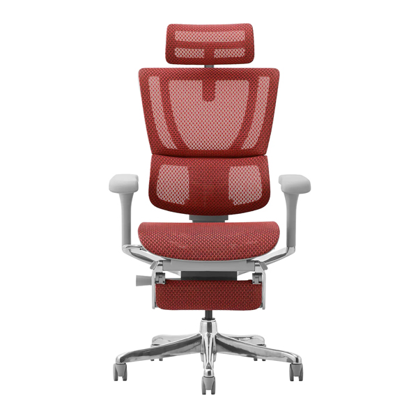 FIT2-LPL-DR-GF-RD【新基盤】 エルゴヒューマン フィットⅡ ハイタイプ オットマン付 新基盤 グレーフレーム/レッド