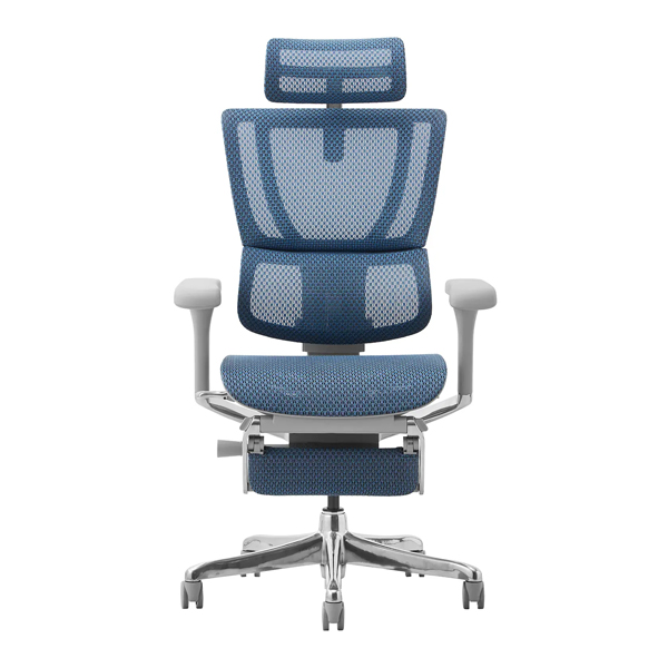 FIT2-LPL-DR-GF-BL【新基盤】 エルゴヒューマン フィットⅡ ハイタイプ オットマン付 新基盤 グレーフレーム/ブルー