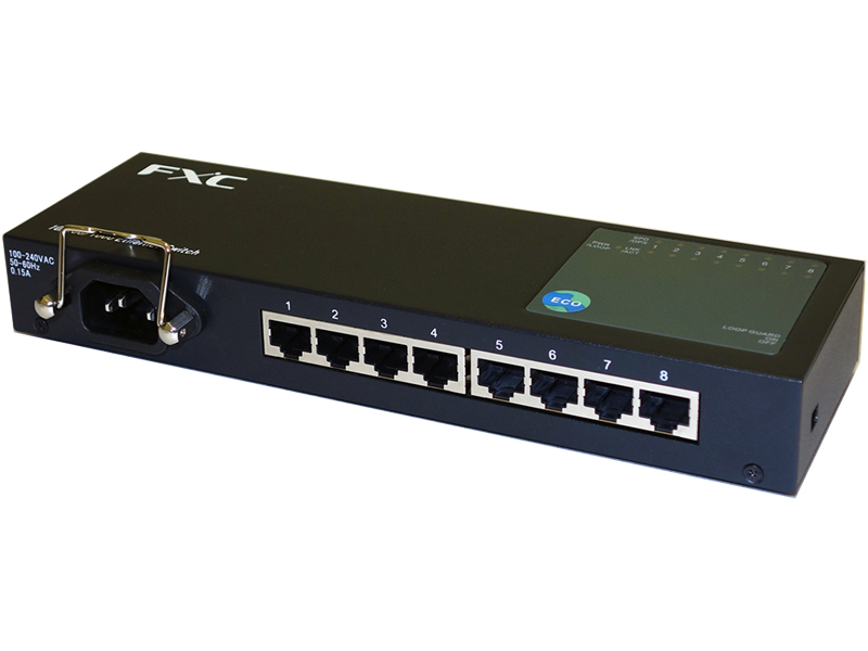 8ポート 10/100/1000Mbps タップ型イーサネットスイッチ