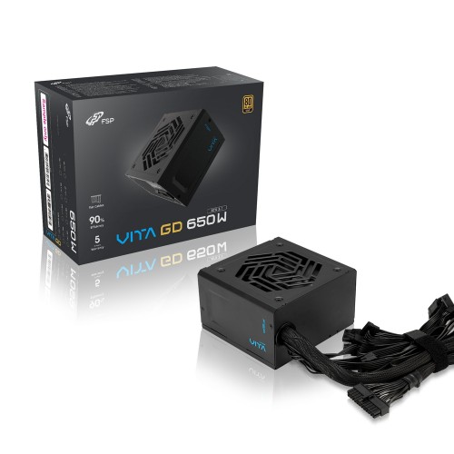 VITA GD 650W/PC電源/ケーブル直付け式/ATX12V V3.1規格準拠/80PLUS GOLD認証/120mm HYBファン搭載/奥行140mmのコンパクト設計/5年保証