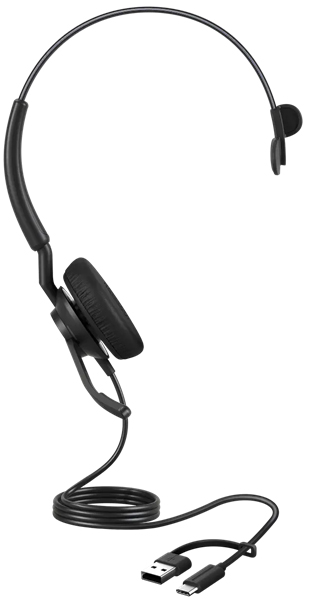 Jabra コンタクトセンター用USBヘッドセット USB-C/A 片耳 UC認定 コントロールユニット付「Jabra Engage 40 Inline Link UC Mono USB C/A」
