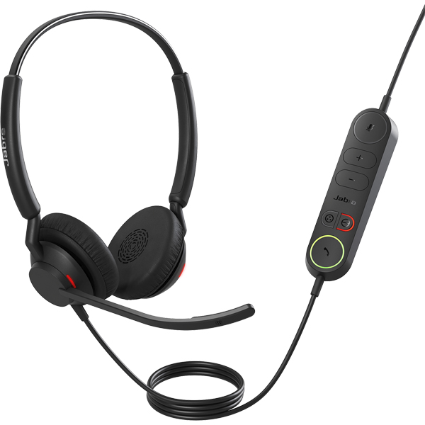 Jabra コンタクトセンター用ヘッドセット USB-A 両耳 UC認定 コントロールユニット付「Jabra Engage 40 - (Inline Link) USB-A UC Stereo」
