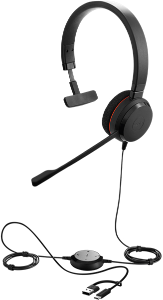 Jabra USBヘッドセット USB-C/A 片耳 UC認定「Jabra Evolve 20 UC Mono USB C/A」