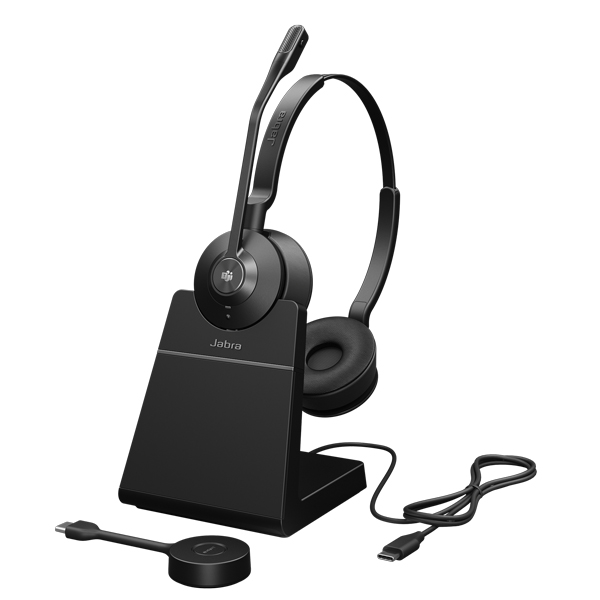 Jabra コンタクトセンター用無線ヘッドセット DECT USB-C 両耳 充電スタンド付 MS認定「Jabra Engage 55 SE Stereo Link400c MS Stand」