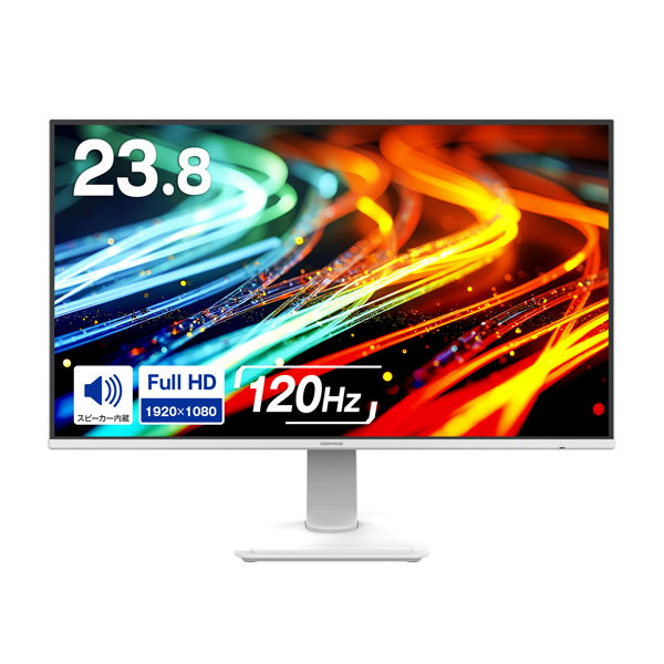 23.8型ワイド広視野角液晶ディスプレイ/1920×1080/DisplayPort、HDMI/ホワイト/スピーカー：あり
