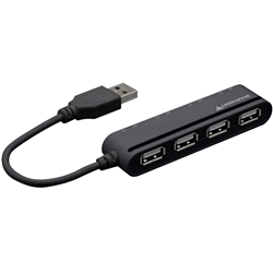4ポートUSB2.0HUB スイッチ付 バスパワー ブラック